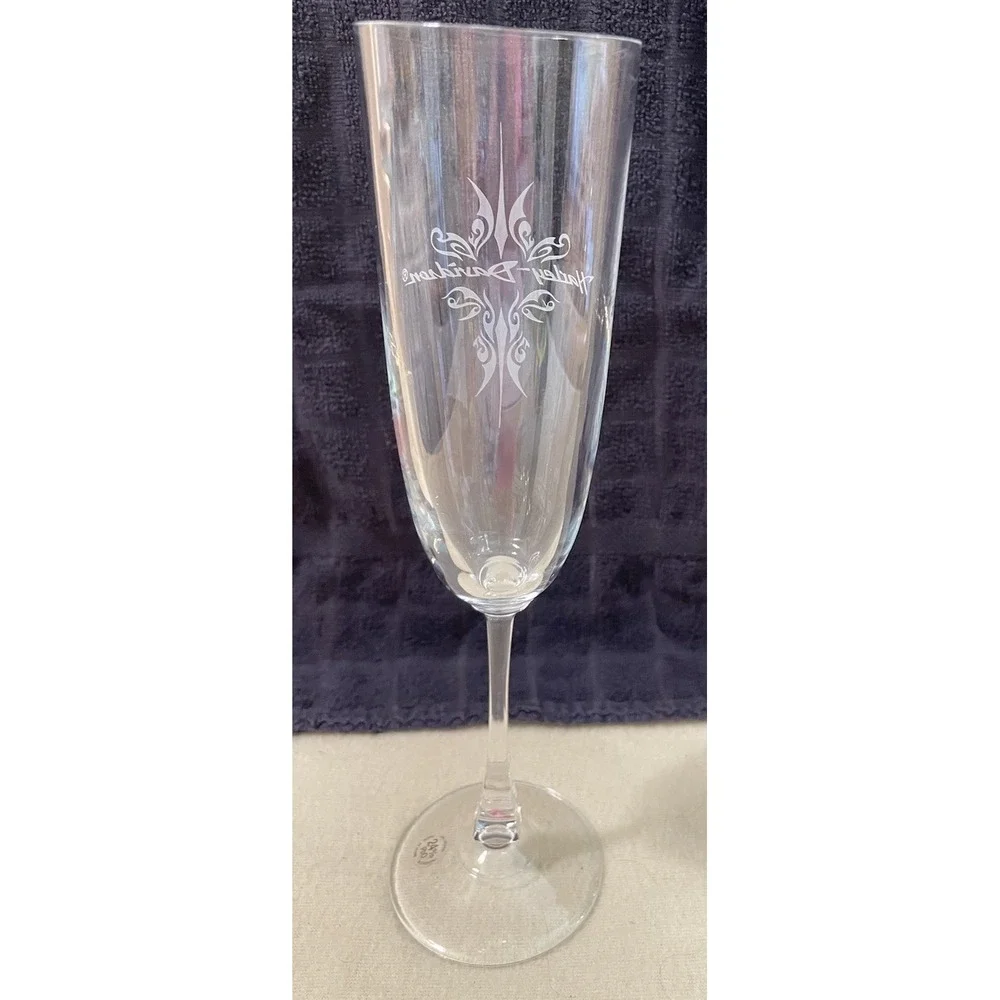 HARLEY DAVIDSON CHAMPAGNE FLUTE Blown & Etched Lead Crystal, 9 1/2
